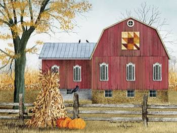 AUTUMN LEAF QUILT BLOCK BARN