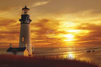 LIGHTHOUSE AT SUNSET